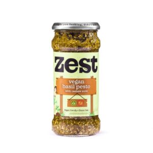 a jar of Vegan basil pesto