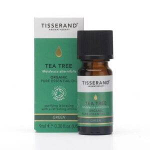 a pack of Tisserand Aromatherapy Organic Tea Tree Essential Oil 9ml