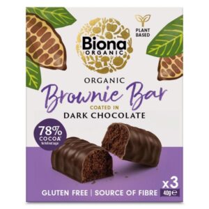 BIONA ORGANIC DARK CHOCOLATE BROWNIE BAR 3 X 40G